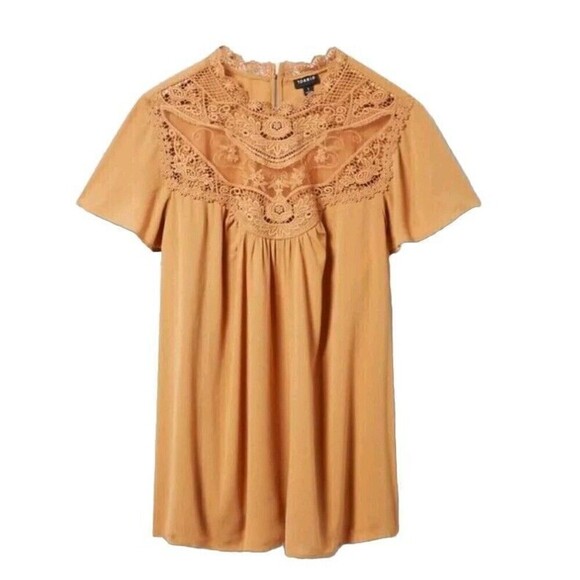 Torrid Women Blouse Size 3X Crochet Yoke Short Flutter Sleeve Gauze Boho Top New - Picture 4 of 7